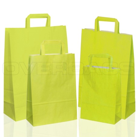 BORSA SHOPPER SACCHETTO DI CARTA COLORE VERDE MELA MANICO PIATTINA