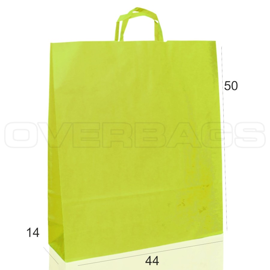 BORSA SHOPPER SACCHETTO DI CARTA COLORE VERDE MELA MANICO PIATTINA