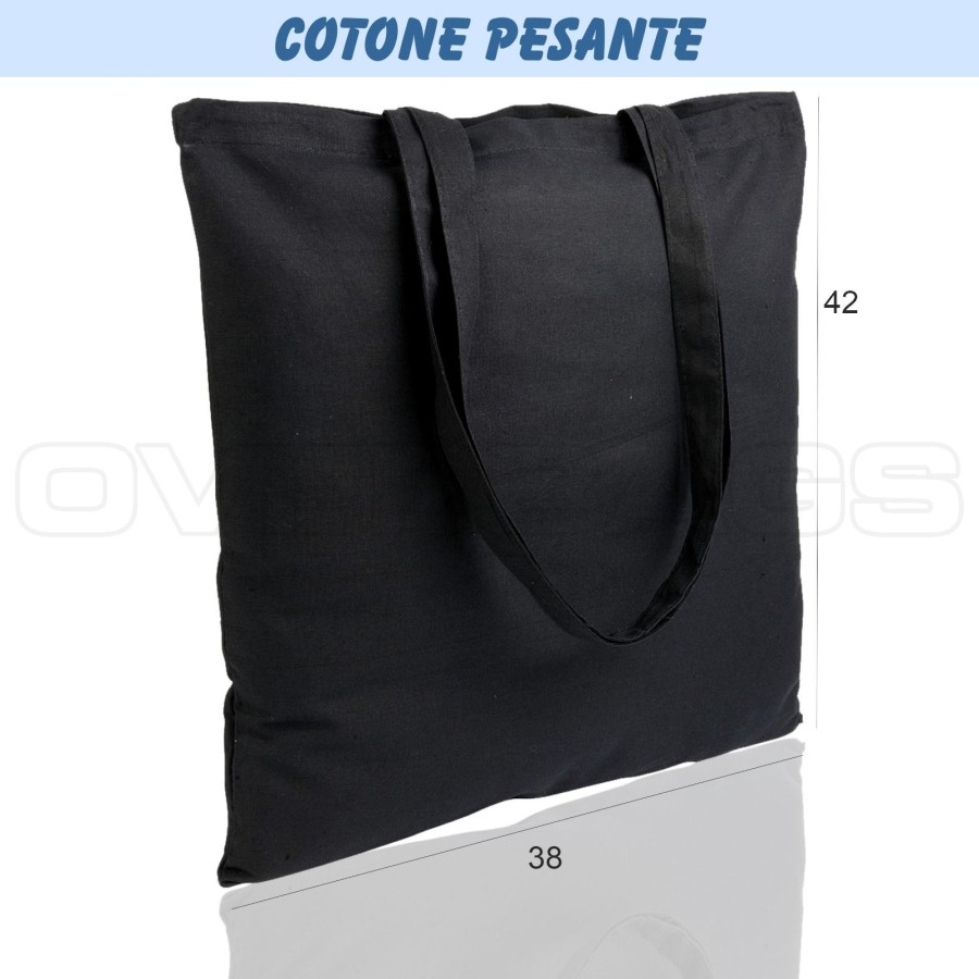 BORSA SHOPPER SACCHETTO DI COTONE PESANTE CM 38X42 MANICI LUNGHI