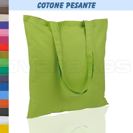BORSA SHOPPER SACCHETTO DI COTONE PESANTE CM 38X42 MANICI LUNGHI