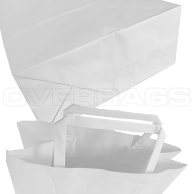 BORSA SHOPPER SACCHETTO DI CARTA MANICO PIATTINA COLORE BIANCO CM 27X12X36