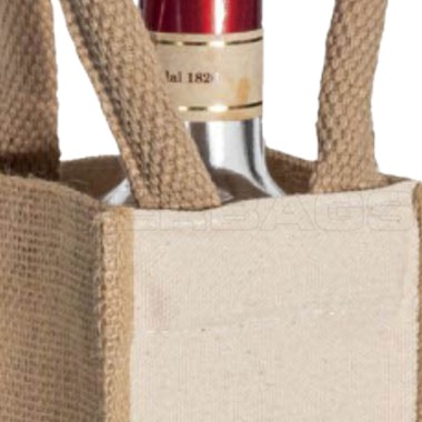 BORSA SHOPPER SACCHETTO DI JUTA PORTA BOTTIGLIA MANICO CORDA