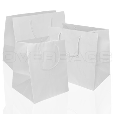 BORSA SHOPPER SACCHETTO TAKE AWAY DI CARTA MANICO CORDA COTONE COLORE BIANCO